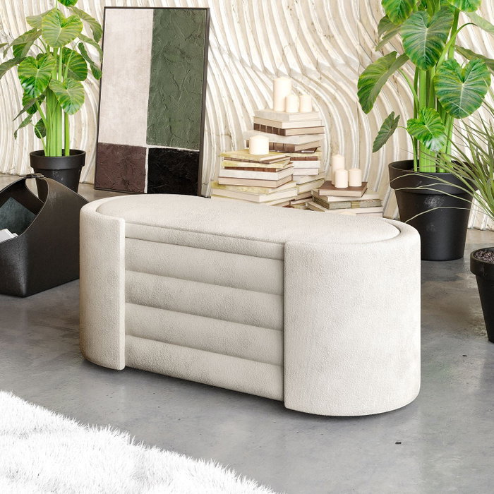 Atelier Del Sofa Banco Crema 105x42x42 cm Espuma Gris 28 DNS Espuma Blanca 14 DNS